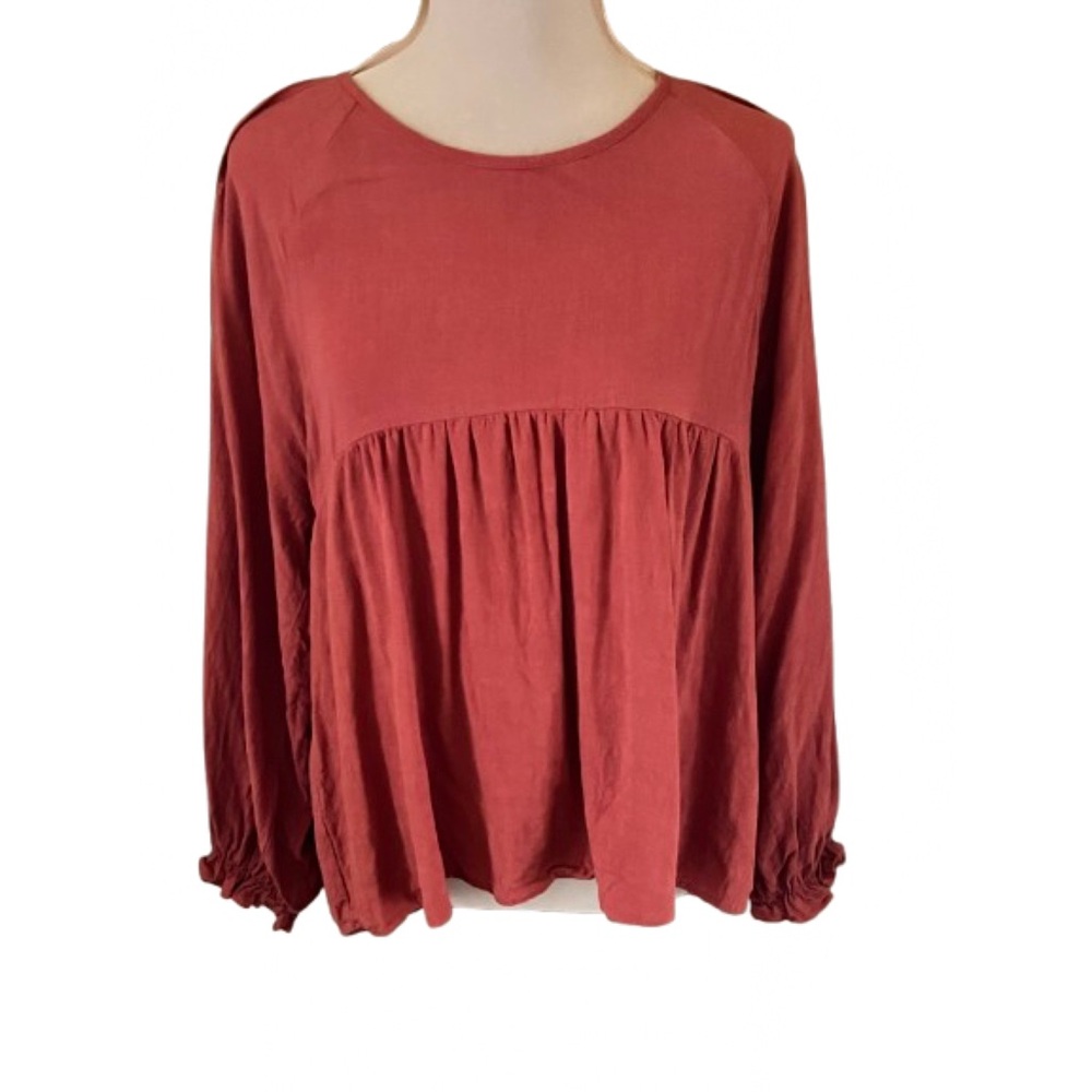 Umgee USA Terracotta Rust Long Sleeve Blouse Medium Fall Spring Boho Cottagecore